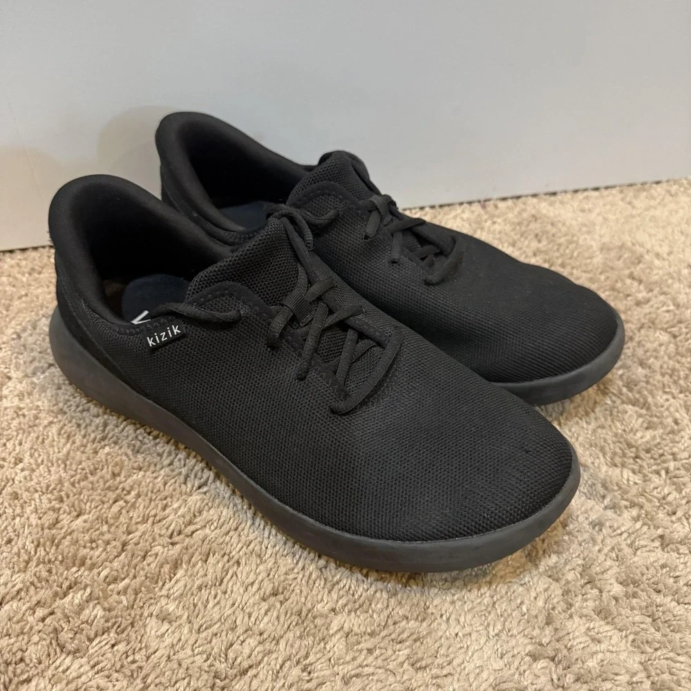 Kizik Shoes Mens Size 12 Black Hands Free Slip On Mesh Walking Comfort Sneakers
